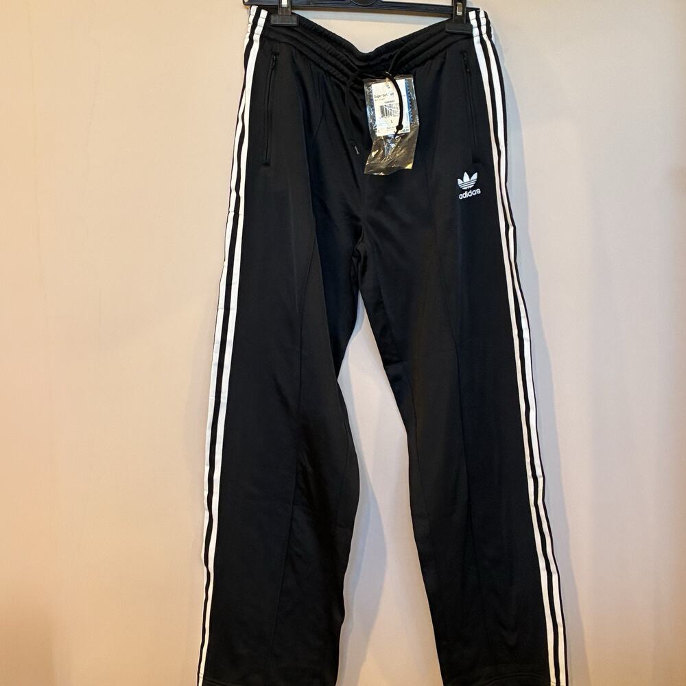 Adidas Super Girl Track Pants Black / White Stripes Size L